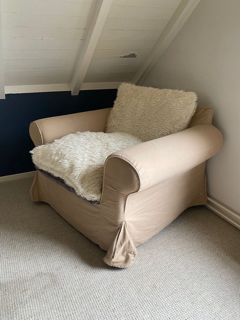 Gratis! EKTORP fauteuil Tallmyra beige, Huis en Inrichting, Ophalen, Gebruikt, 75 tot 100 cm, 100 tot 125 cm