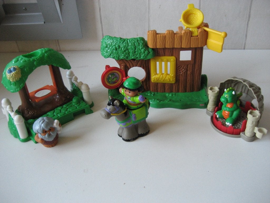 little people robin hood set met draak en paard fisher price, Kinderen en Baby's, Ophalen of Verzenden, Zo goed als nieuw, Speelset