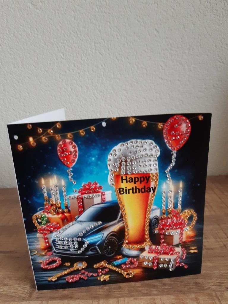 Diamond painting verjaardagskaart, Hobby en Vrije tijd, Kaarten | Zelfgemaakt, Ophalen of Verzenden, Zo goed als nieuw, Overige thema's