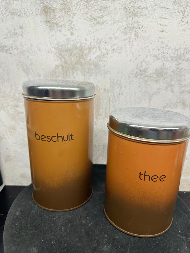 Vintage voorraadblikken: Beschuit en Thee, Ophalen of Verzenden