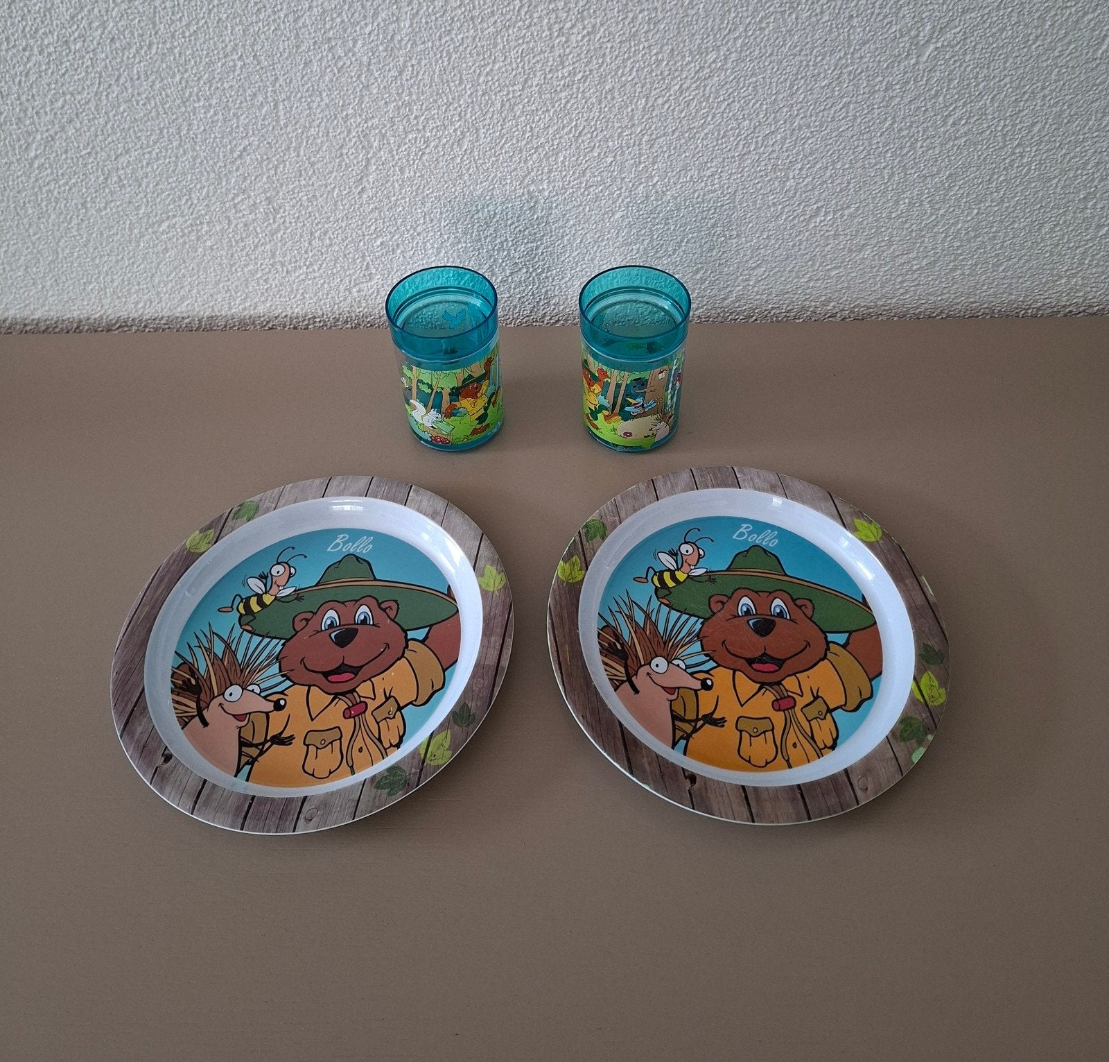 2 Bollo sets: bord en beker, Overige materialen, Gebruikt, Ophalen of Verzenden, Bord(en)