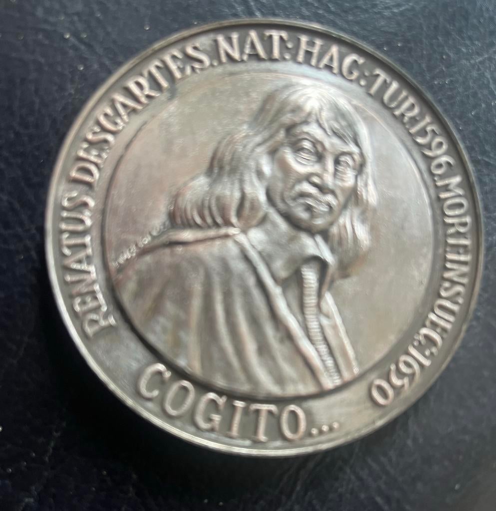 Medaille René Descartes gesigneerd Torcheux, Ophalen of Verzenden, Overige materialen, Buitenland