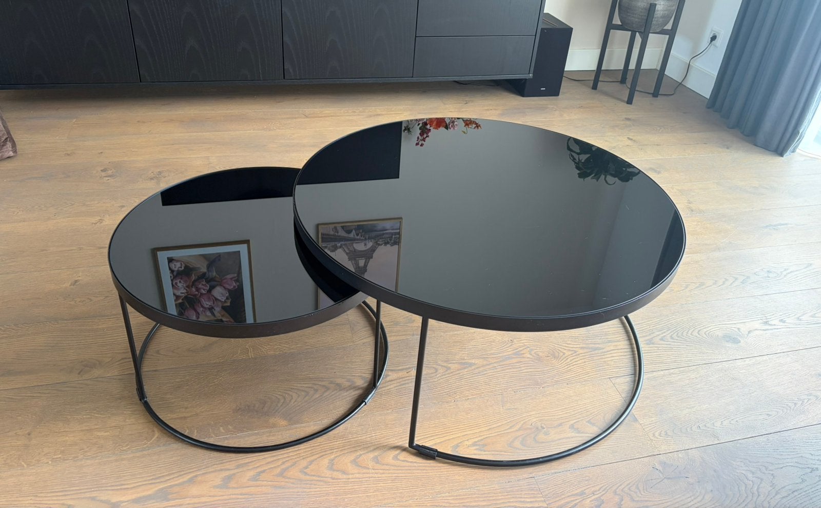 Glazen salontafelset, Huis en Inrichting, Ophalen, Rond, 50 tot 100 cm, Zo goed als nieuw
