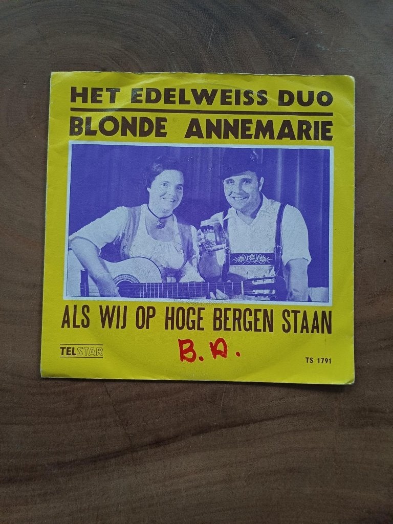 Het Edelweis Duo - Blonde Annemarie - Single - Vinyl, Cd's en Dvd's, Ophalen of Verzenden, Gebruikt, Nederlandstalig