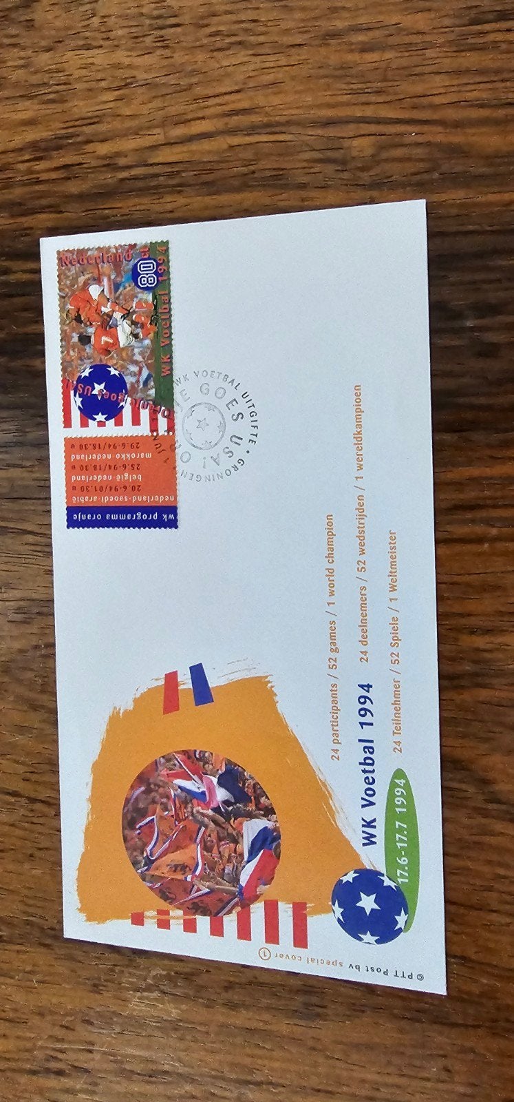 Speciale uitgave WK Voetbal 1994 envelop PTT Post, Verzenden, Nederland