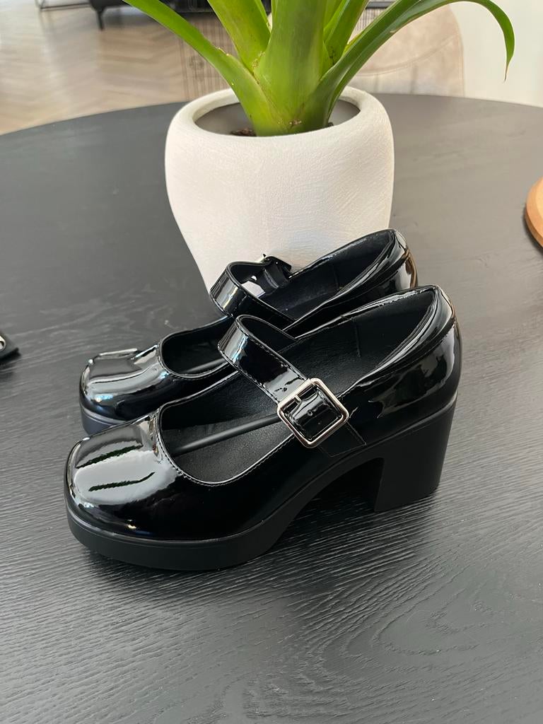 Zwarte lakschoenen Mary Jane schoenen met plateauzool, Zwart, Nieuw, Ophalen of Verzenden, Schoenen met hoge hakken