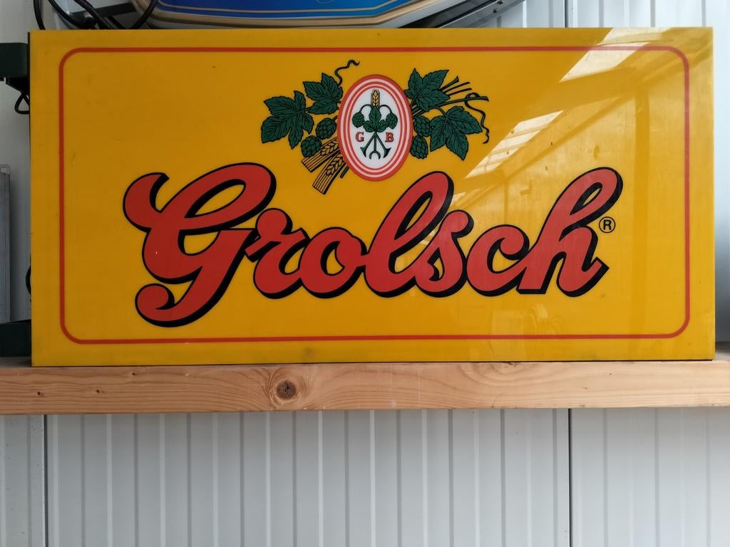 Grolsch Lichtbak / Reclamebord - 107,5 x 50 cm, Verzamelen, Biermerken, Ophalen