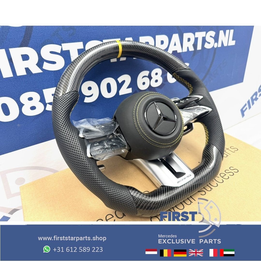 AMG CARBON STUUR + QUICK RESPONS KNOPPEN A35 A45 CLA45 C63 E, Gebruikt, -, Ophalen of Verzenden, -