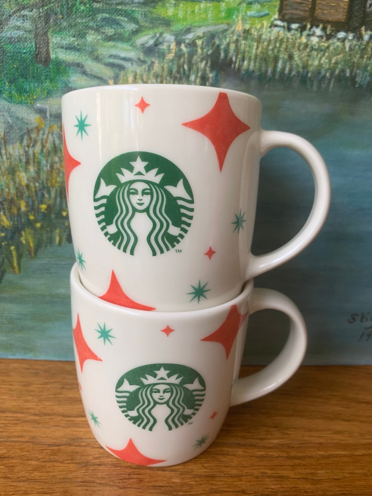 2 x starbucks mok, Ophalen of Verzenden, Zo goed als nieuw, Overige stijlen, Kop(pen) en/of Schotel(s)