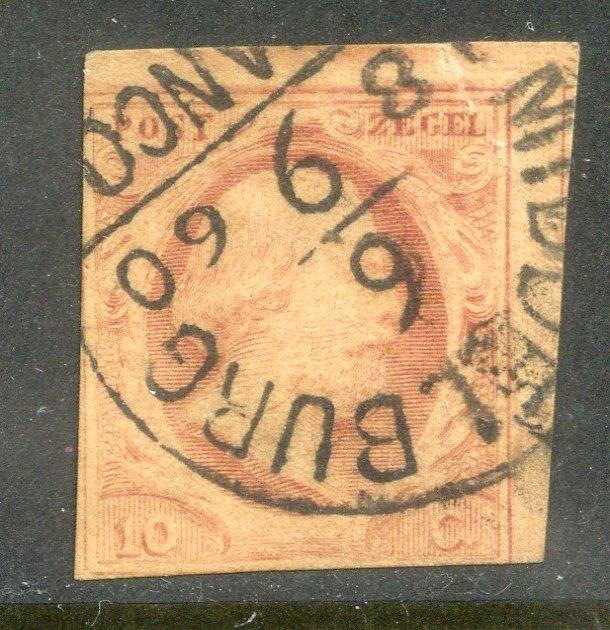 Eerste emissie nvph 2 met halfrond Middelburg, Postzegels en Munten, Postzegels | Nederland, Ophalen of Verzenden, Gestempeld