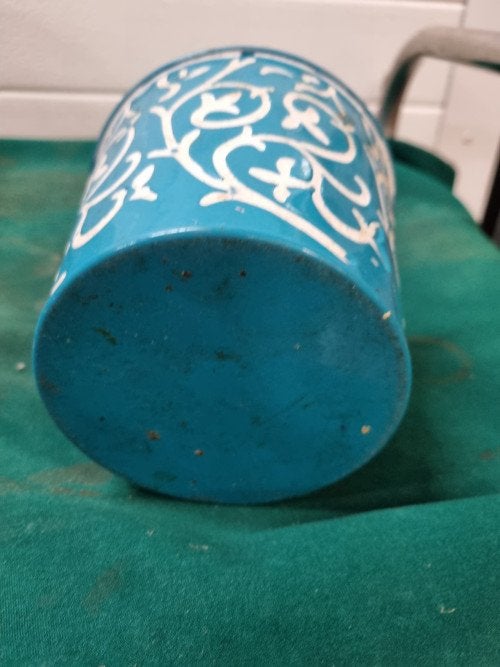 bloempot blauw wit metaal, Ophalen of Verzenden, 'T Olde Gre-j, Info@toldegrej.nl, Endepoelstraat 20f Didam
