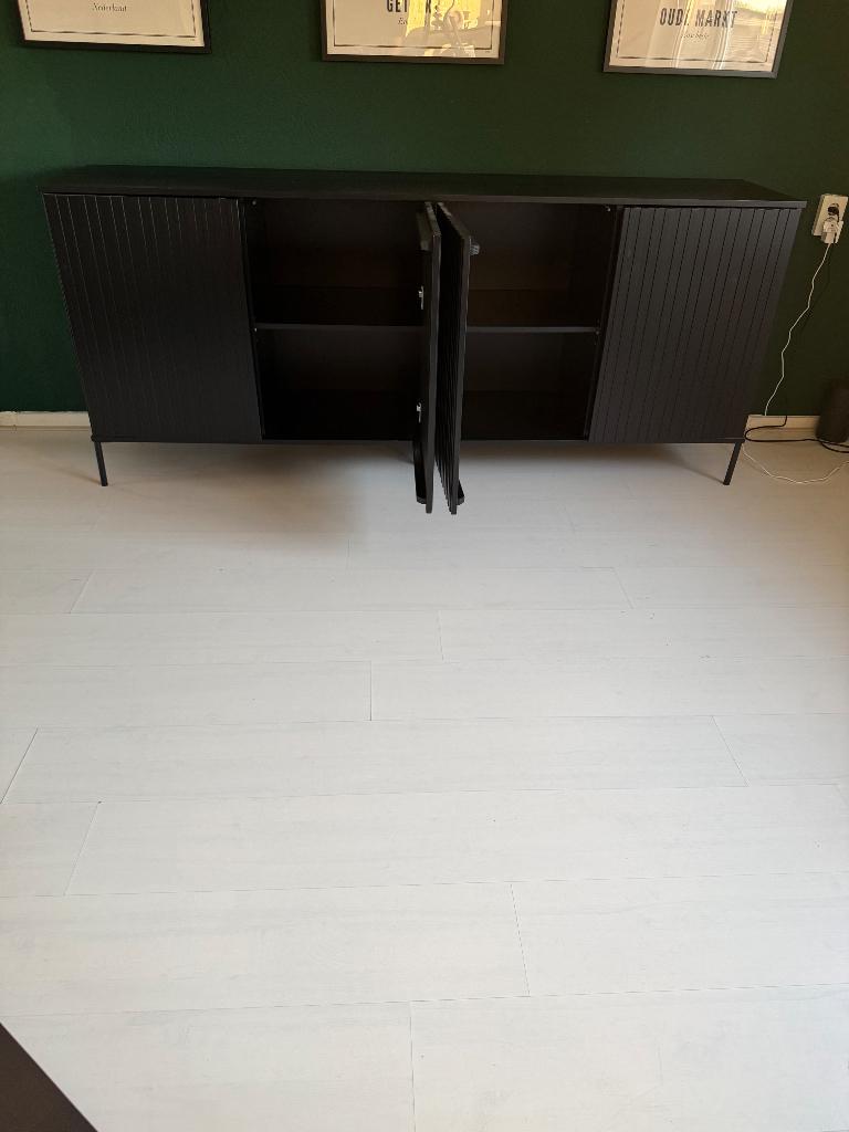 Woood dressoir zwart, Ophalen, Grenenhout, Zo goed als nieuw, 200 cm of meer