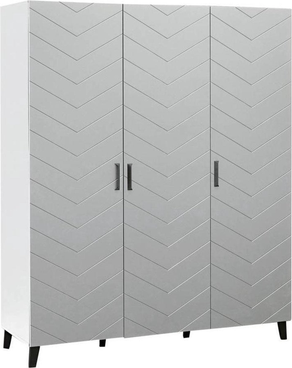 NOUS Living | kledingkast | 3 deuren | Grijs, Ophalen, Zo goed als nieuw, 50 tot 75 cm, 150 tot 200 cm