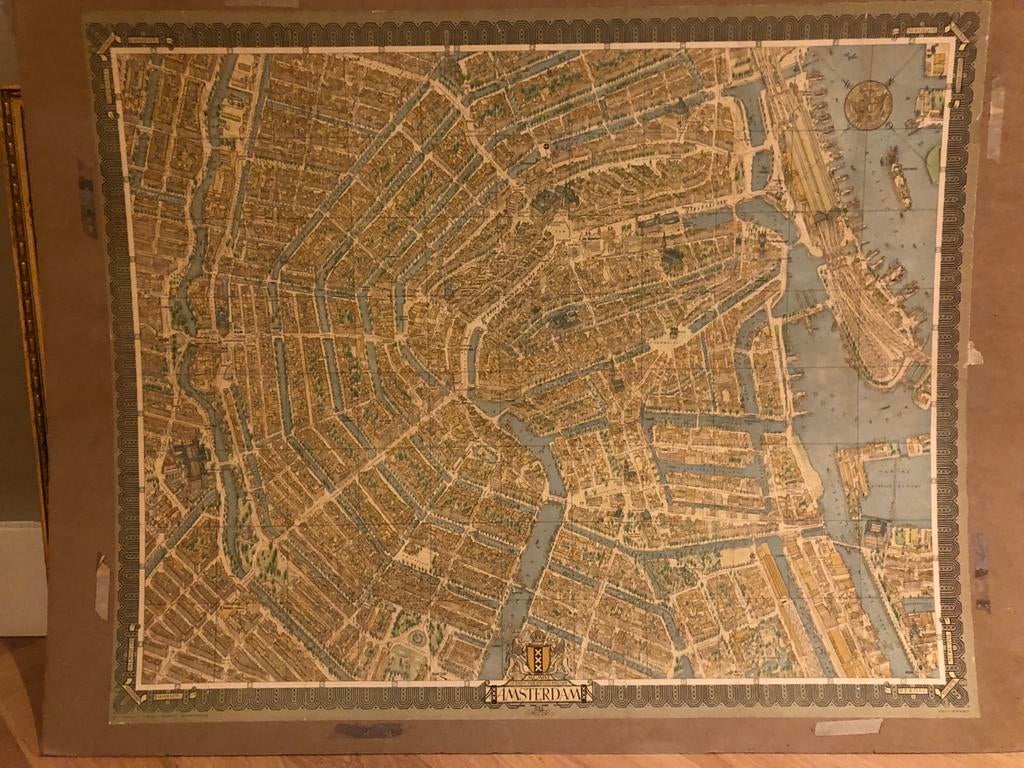 Antieke Kaart Amsterdam - Gedetailleerde Stadsplattegrond, Gelezen, Ophalen of Verzenden, Landkaart, 1800 tot 2000