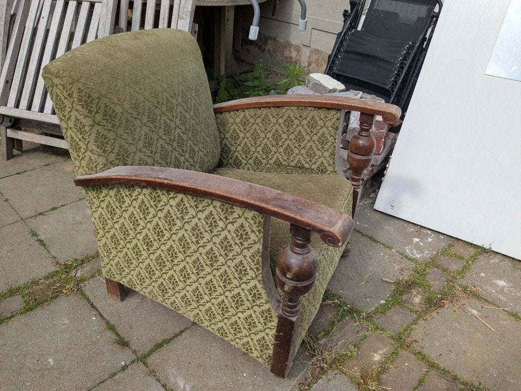 Vintage fauteuil / antieke armstoel met karakter, Ophalen, Gebruikt, 75 tot 100 cm, 50 tot 75 cm