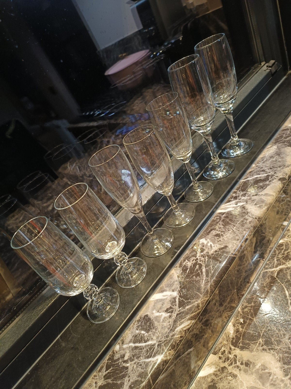 Set van 7 diverse champagneglazen - Elegant en feestelijk, Ophalen of Verzenden