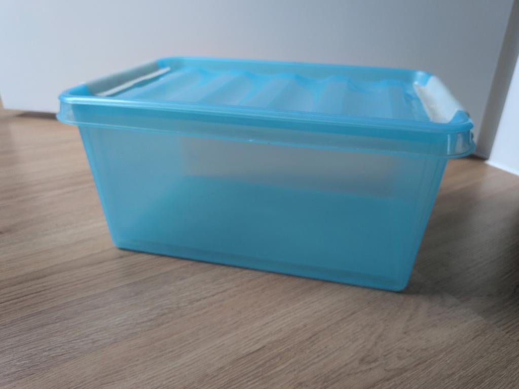 Blauwe opbergdoos met deksel - 32x22x16cm, Gebruikt, Minder dan 50 cm, Ophalen of Verzenden, Minder dan 50 cm