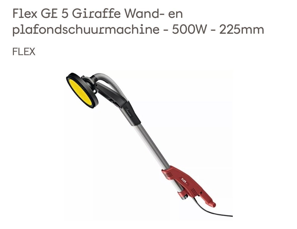 Flex GE 5 Giraffe Wand- en plafondschuurmachine - 500W, Ophalen of Verzenden, Nieuw, Minder dan 600 watt, Overige typen