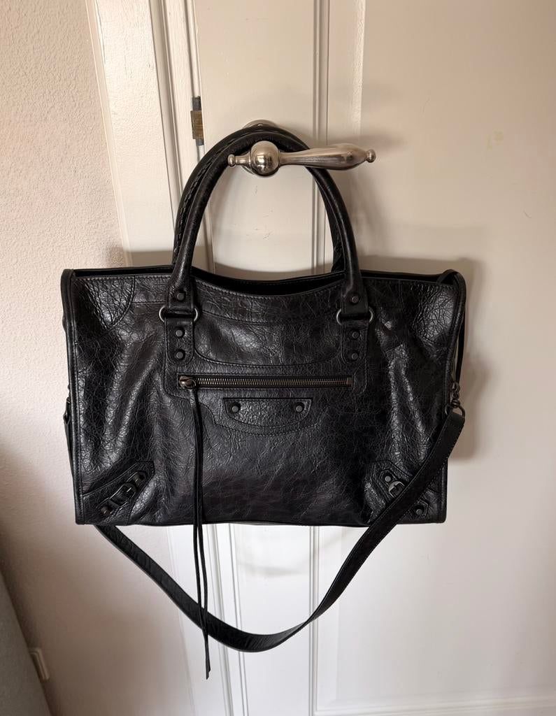 Balenciaga Le City Medium tas bag zwart arena leer full set, Ophalen of Verzenden, Nieuw, Zwart, Handtas