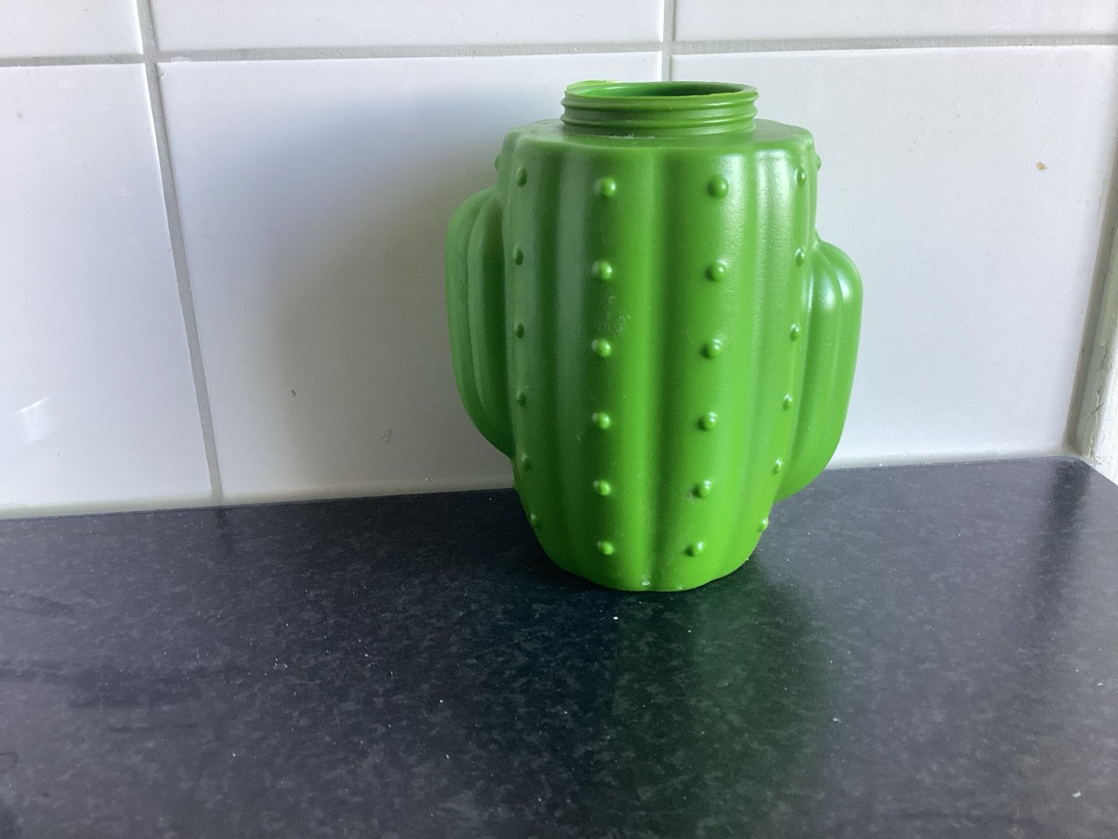 Leuk groen cactus potje, Groen, Gebruikt, Overige stijlen, Kunststof