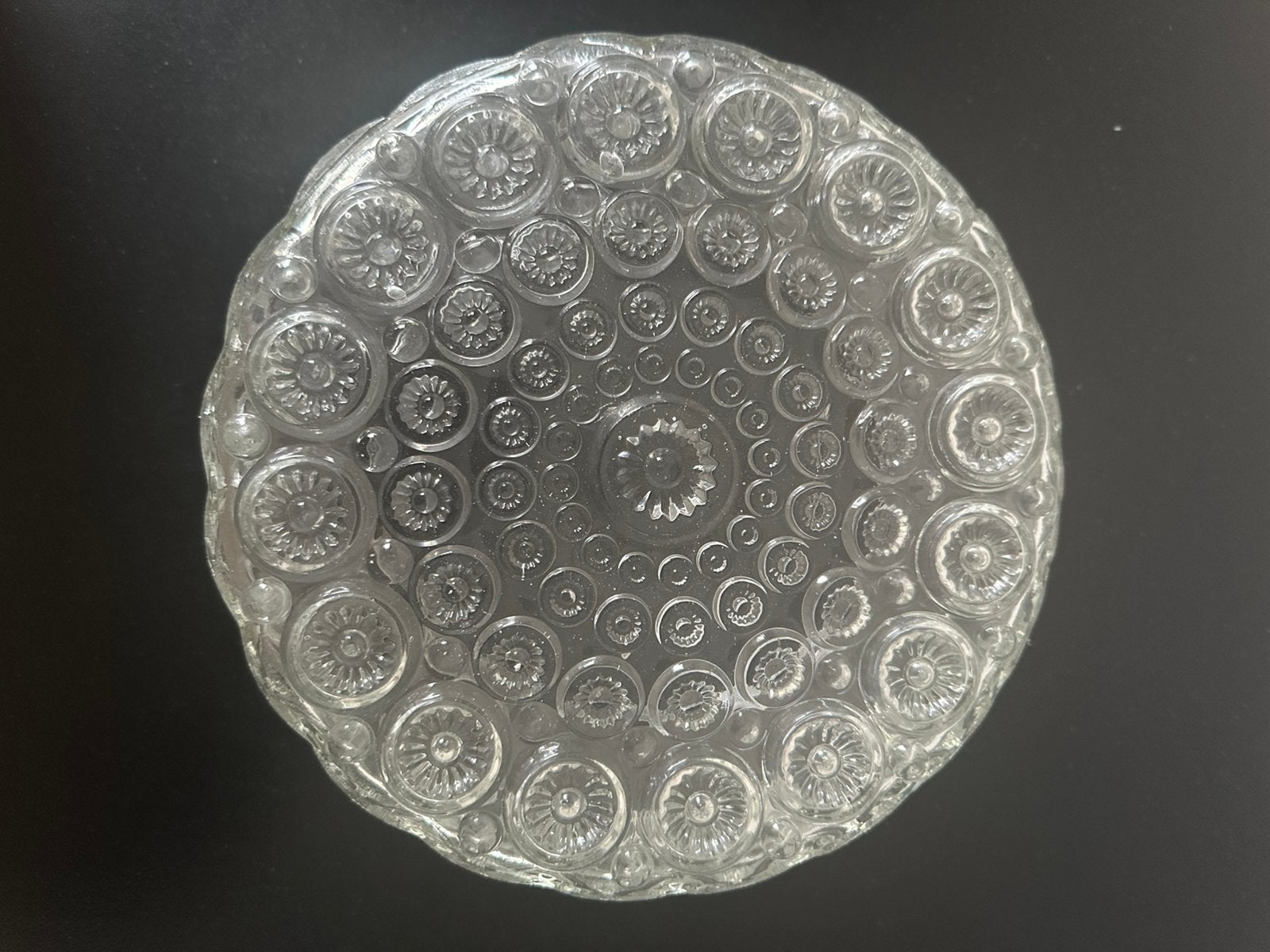 Helder glazen vintage plafonnière/plafondlamp, Ophalen, Glas, Vintage