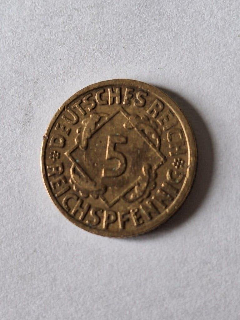 munt Duitsland/Weimar Republiek 5 reichspfennig 1925 G, Ophalen of Verzenden, Duitsland, Losse munt