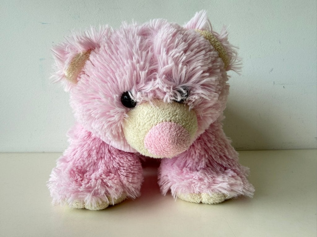 Knuffel beer roze met kraaloogjes, kraalogen 30 cm / Kika, Beer, Ophalen of Verzenden, Zo goed als nieuw, Wasbaar