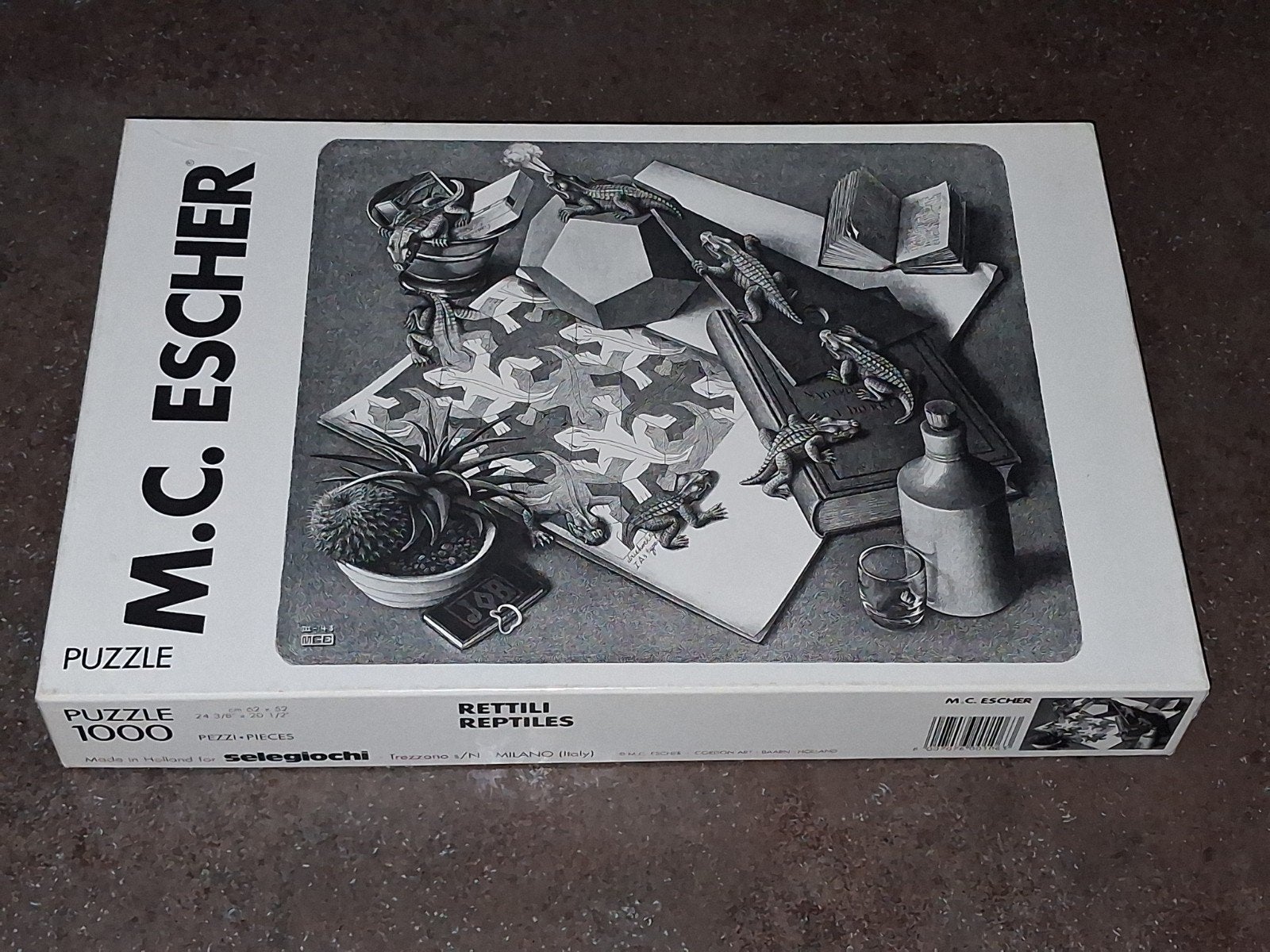 puzzel 1000 M.C. Escher reptielen, Ophalen of Verzenden, 500 t/m 1500 stukjes, Zo goed als nieuw
