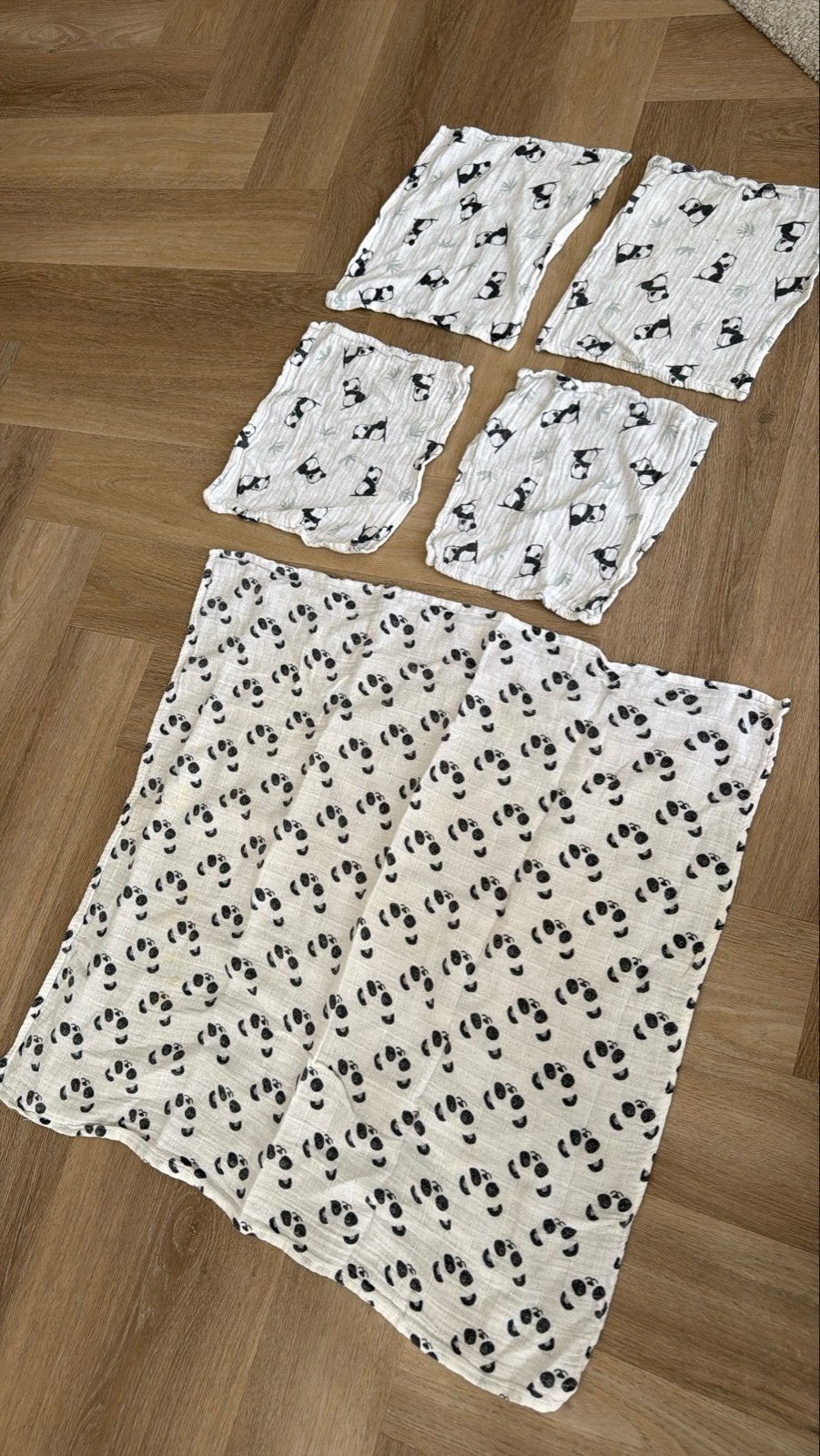 Hydrofiele doeken panda set: 1st (60x60cm) en 4st (25x25cm), Ophalen of Verzenden