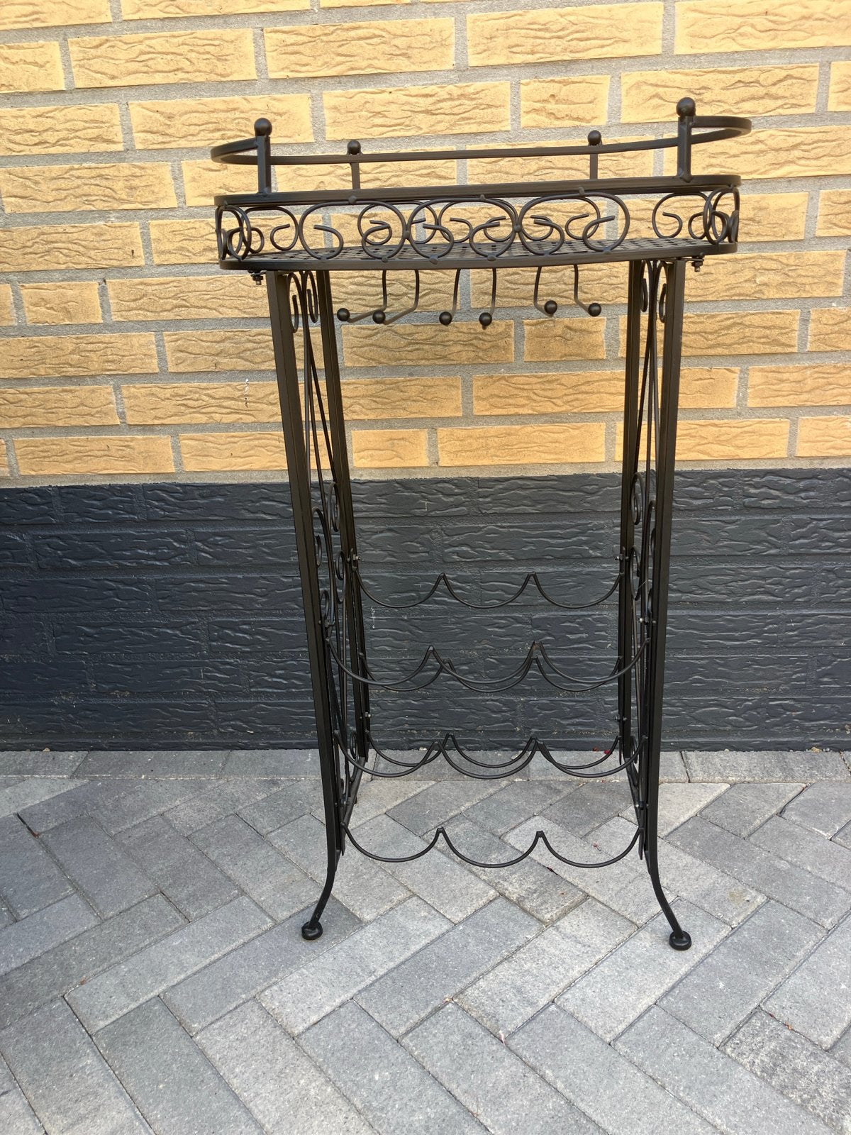 Wijnrek Metaal met Glazenhouder - Elegant en Praktisch, Ophalen, Gebruikt, 5 tot 15 flessen, 75 – 100