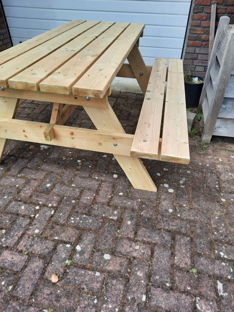 Picknicktafel 175cm, Ophalen, Rechthoekig, Hout