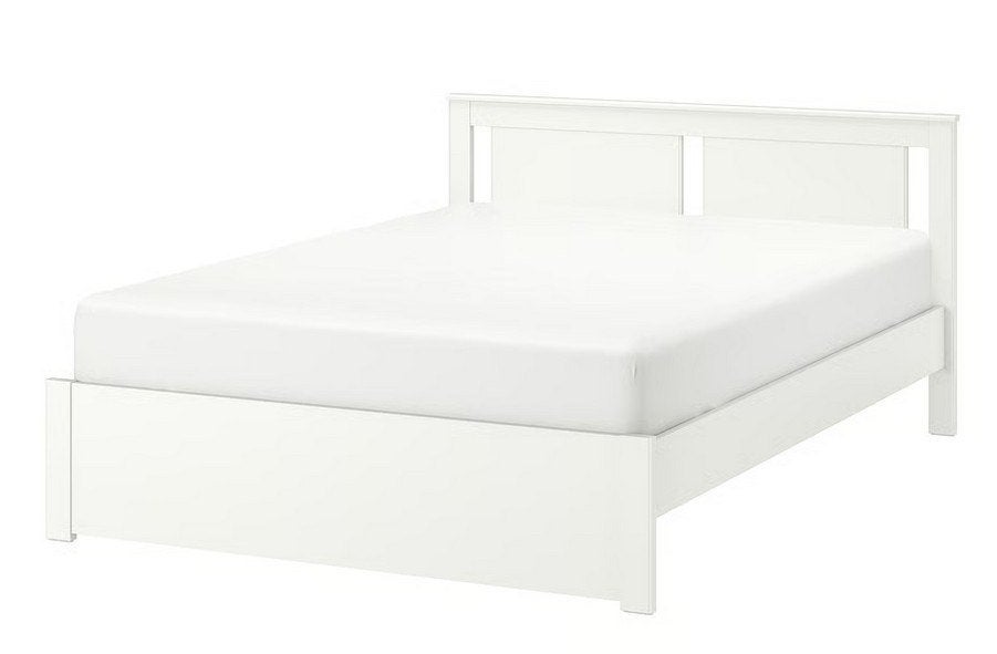 bed met lattenbodems, Ophalen, Gebruikt, Wit, Tweepersoons