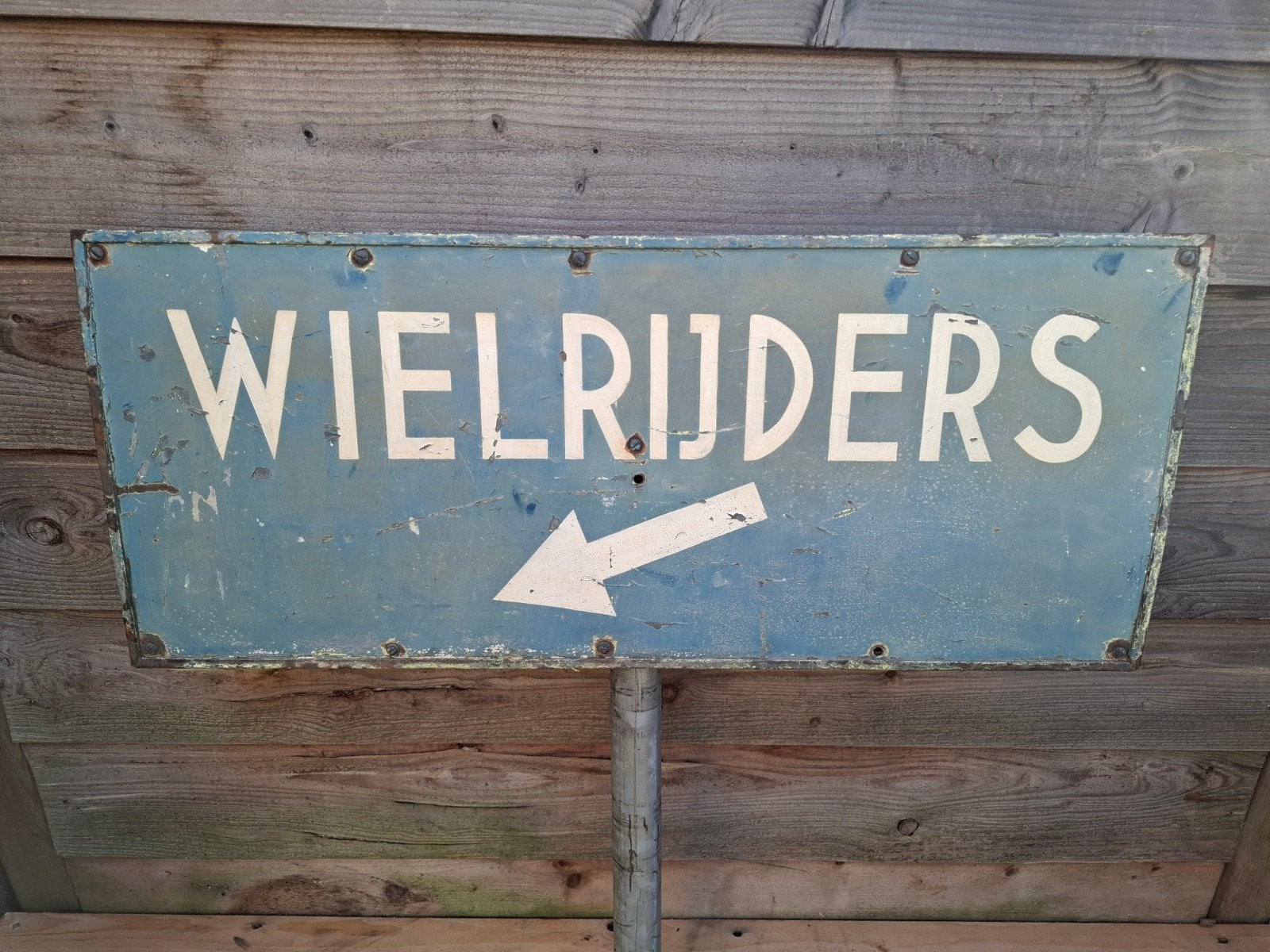 Vintage "WIELRIJDERS" bord, Ophalen of Verzenden