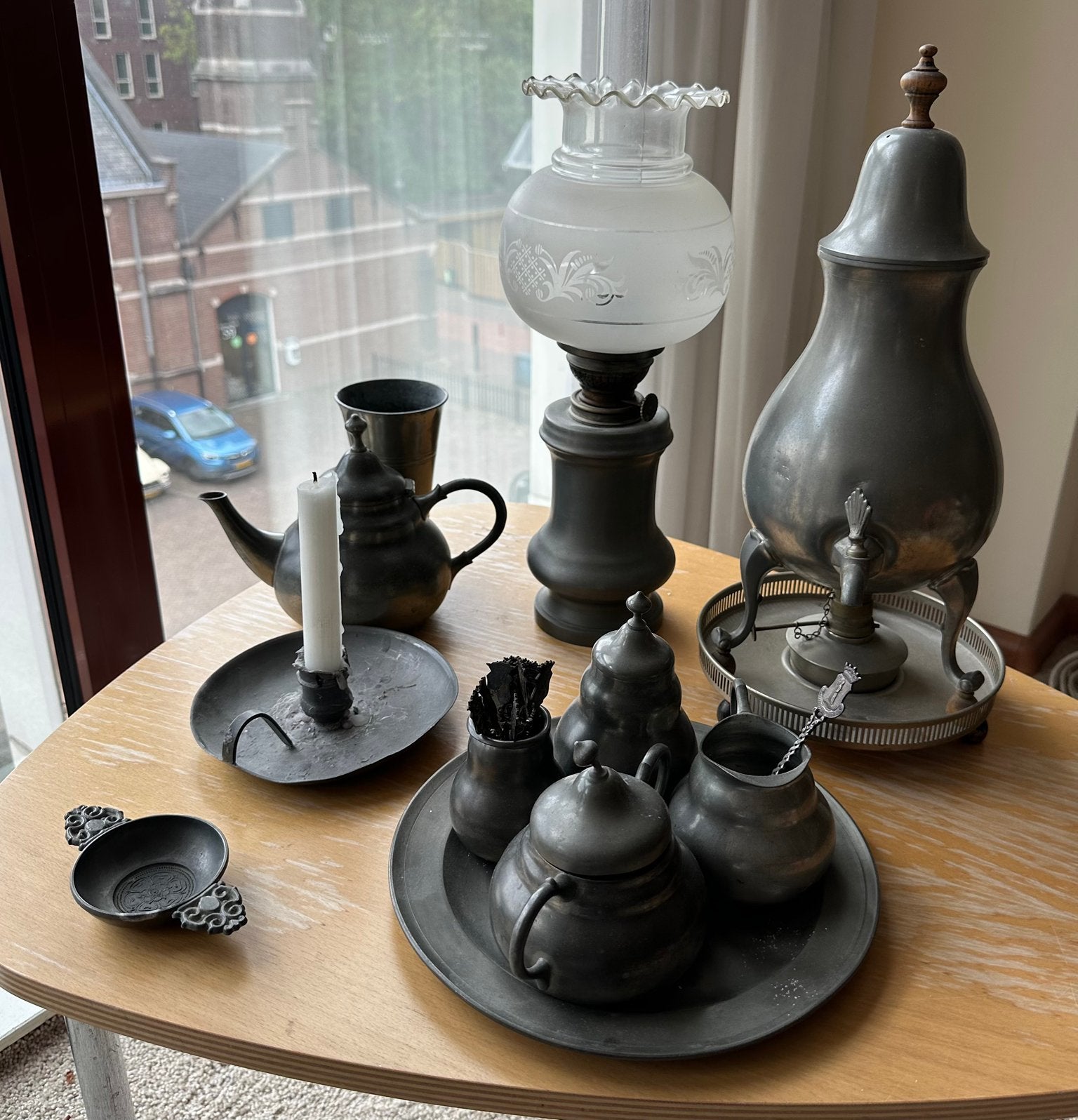 Verzameling tin o.a. kraantjes kan olielamp, Ophalen of Verzenden