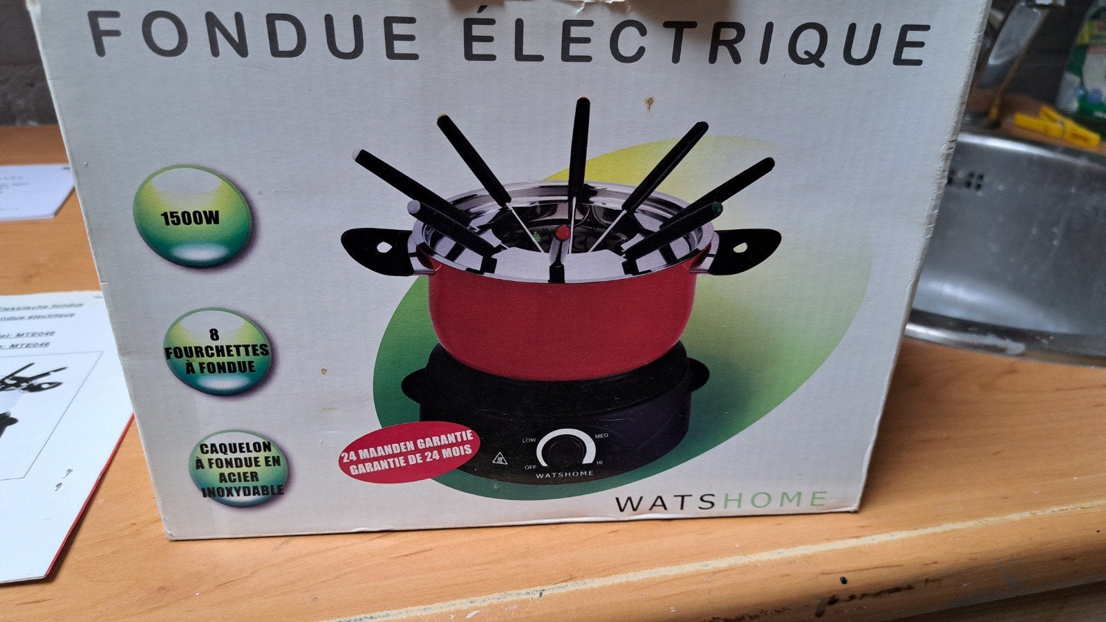 2x Elektrische Fonduesets voor 4 Personen - WatsHome 1500W, Witgoed en Apparatuur, Ophalen of Verzenden, Zo goed als nieuw, Elektrisch