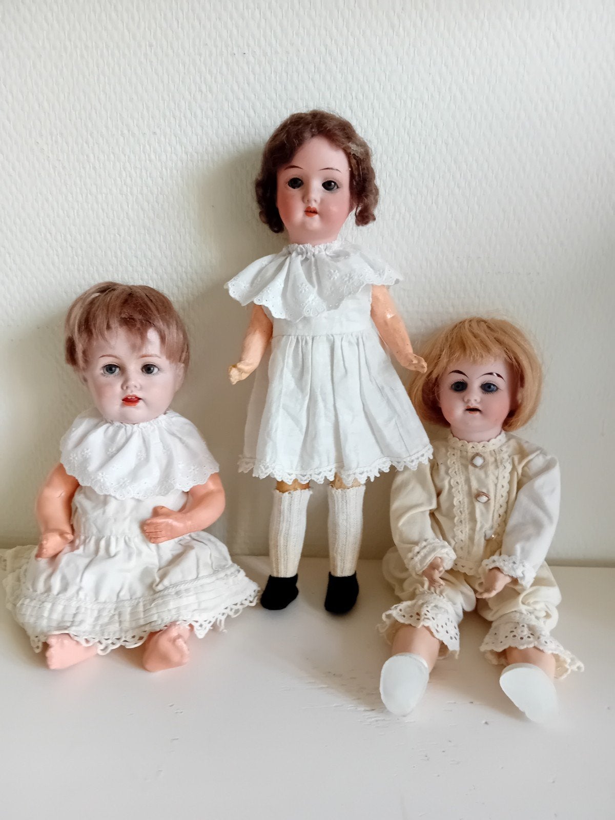 Drie leuke antieke popjes, Ophalen of Verzenden