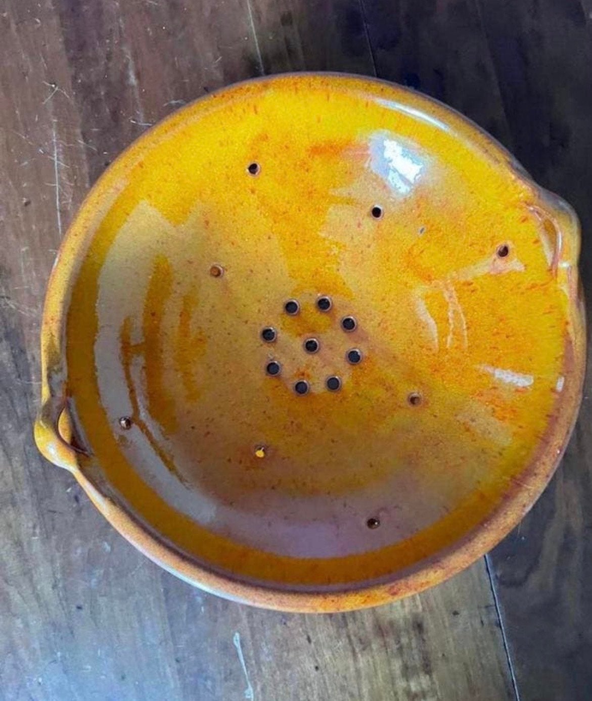 Vintage Aardewerk Vergiet/Fruitschaal - Oranje/Geel, Ophalen