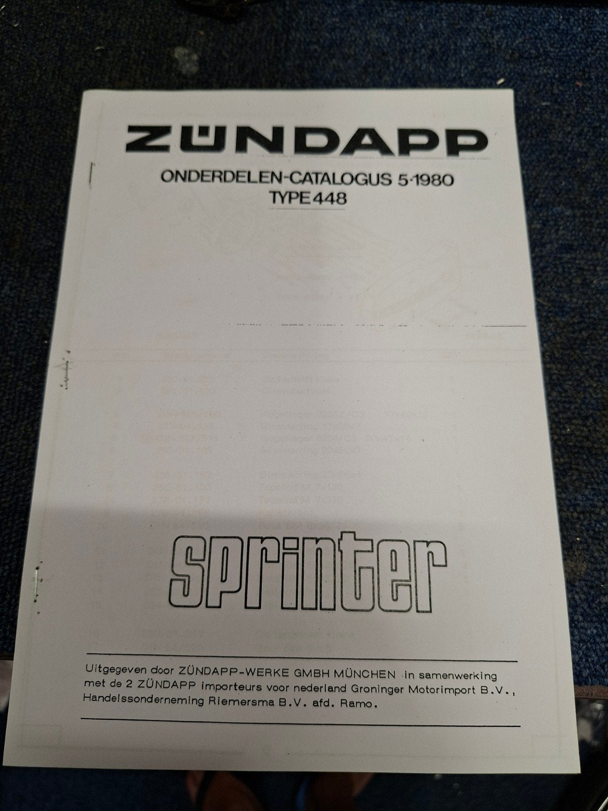 Zundapp sprinter onderdelen boek copy, Ophalen of Verzenden, Gebruikt