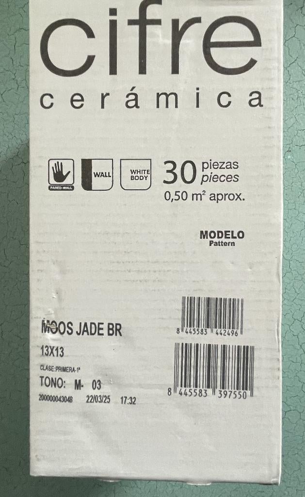 Keramische wandtegel jadegroen glans, Ophalen, Nieuw, Minder dan 20 cm, Minder dan 20 cm