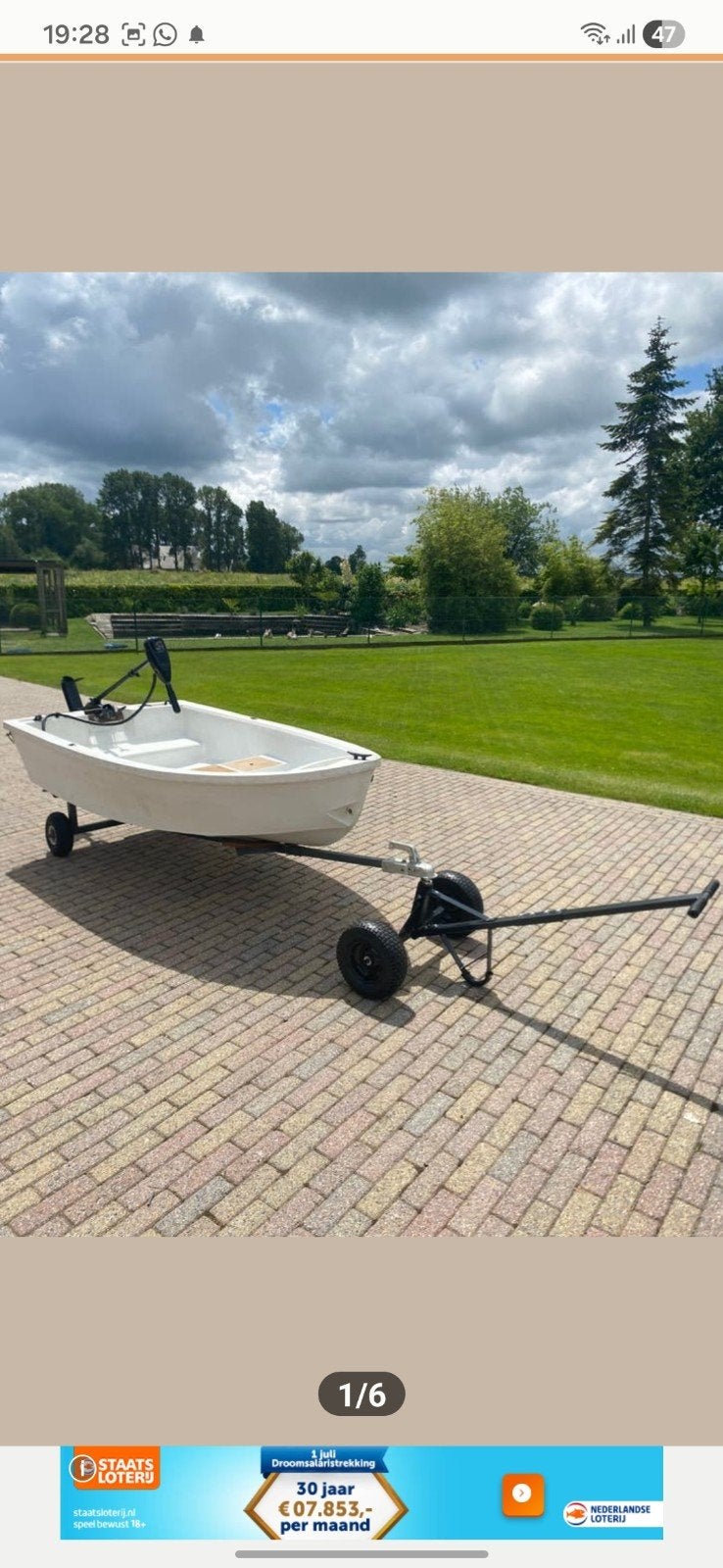 Giordano elektrische boot met elektromotor en trailer, Ophalen of Verzenden, Zo goed als nieuw