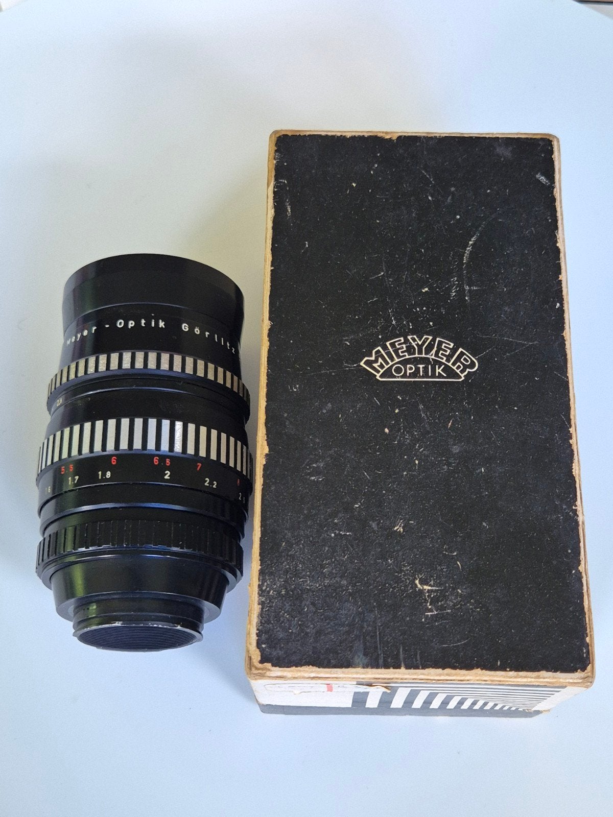 Meyer-Optik Görlitz Orestor 2.8/135 Telelens met doos, Overige merken, Gebruikt, Overige vattingen, Lensdoppen