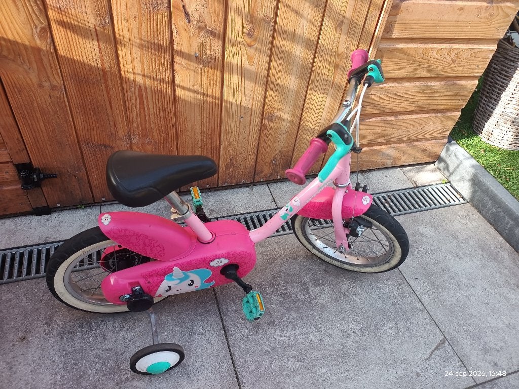 Meisjesfiets 14 inch, Fietsen en Brommers, Gebruikt, 14 inch of minder, Schijfrem, Ophalen
