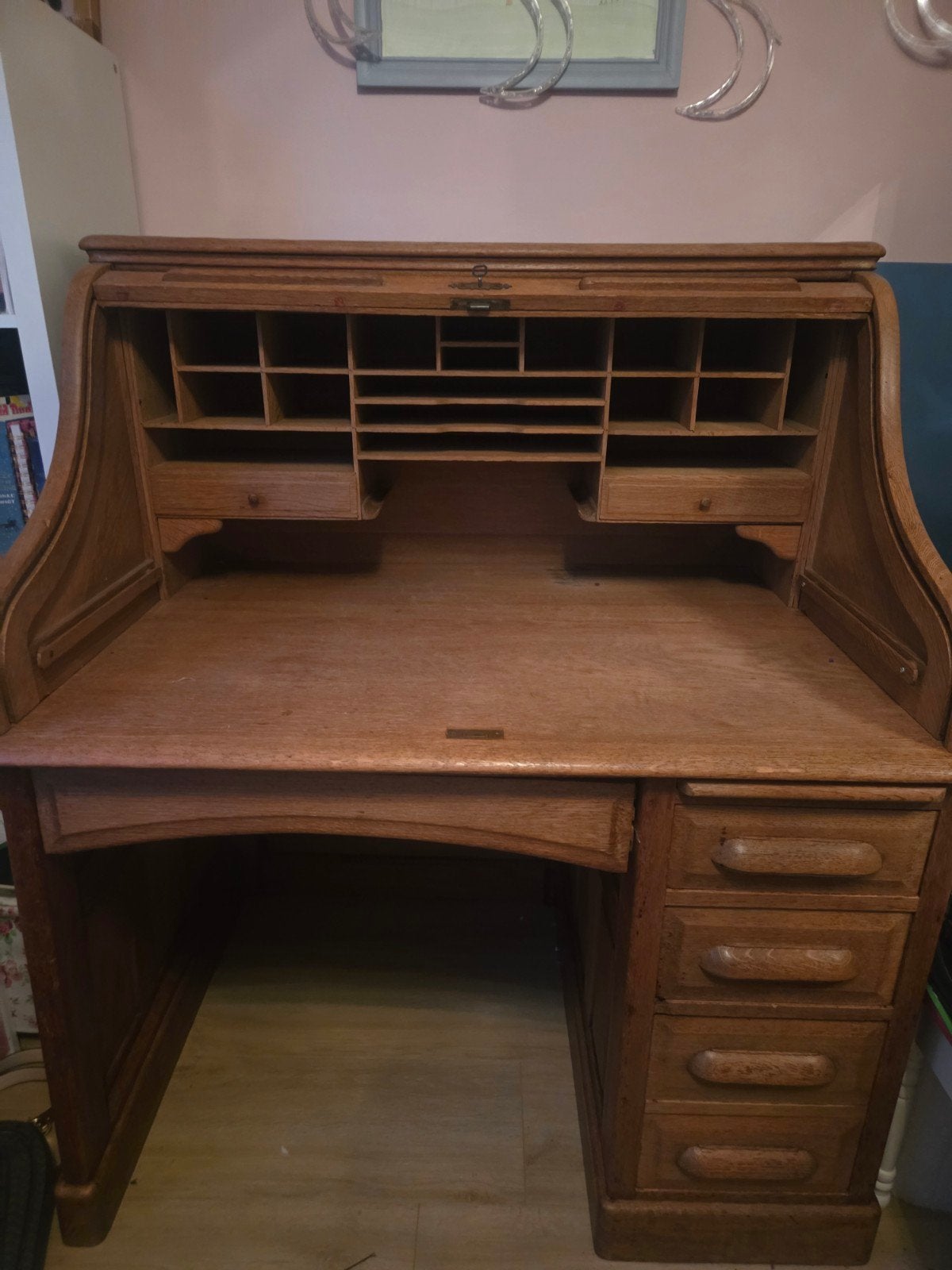 Antiek rolluikbureau van eikenhout, Ophalen of Verzenden