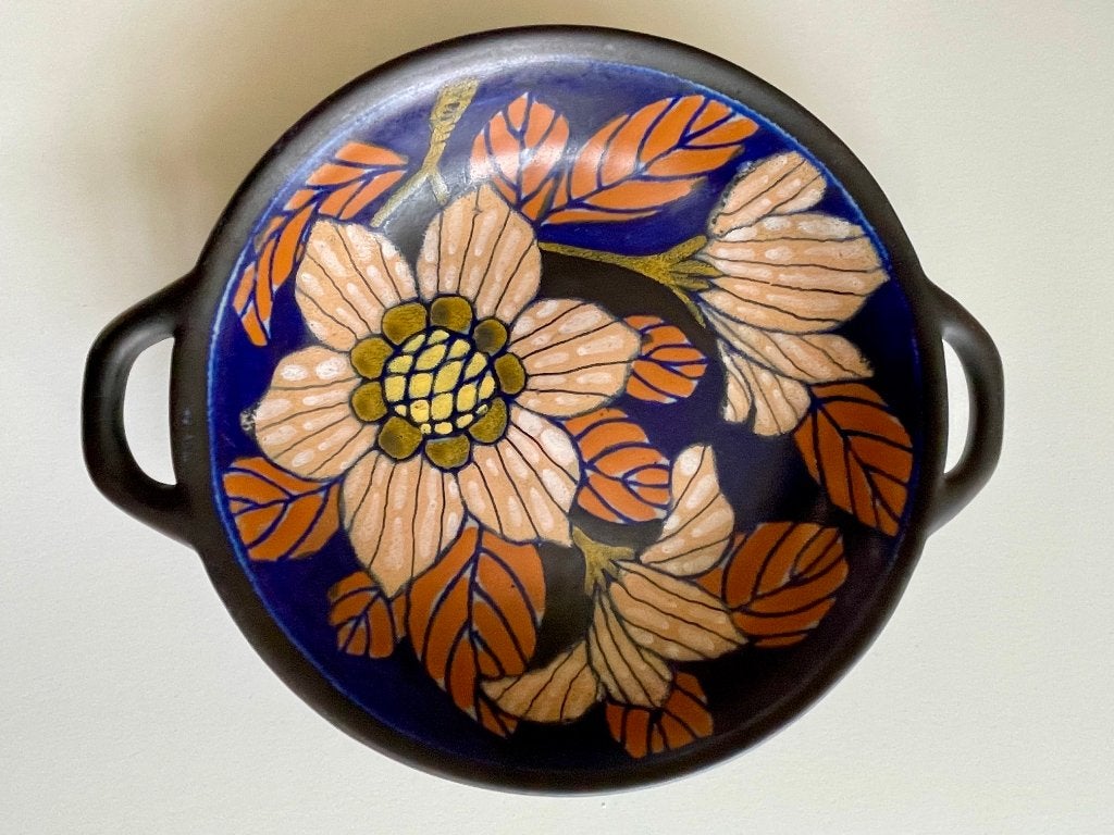 Vintage Magda Gouda AUE schaal met bloemmotief, Antiek en Kunst, Antiek | Keramiek en Aardewerk, Ophalen of Verzenden