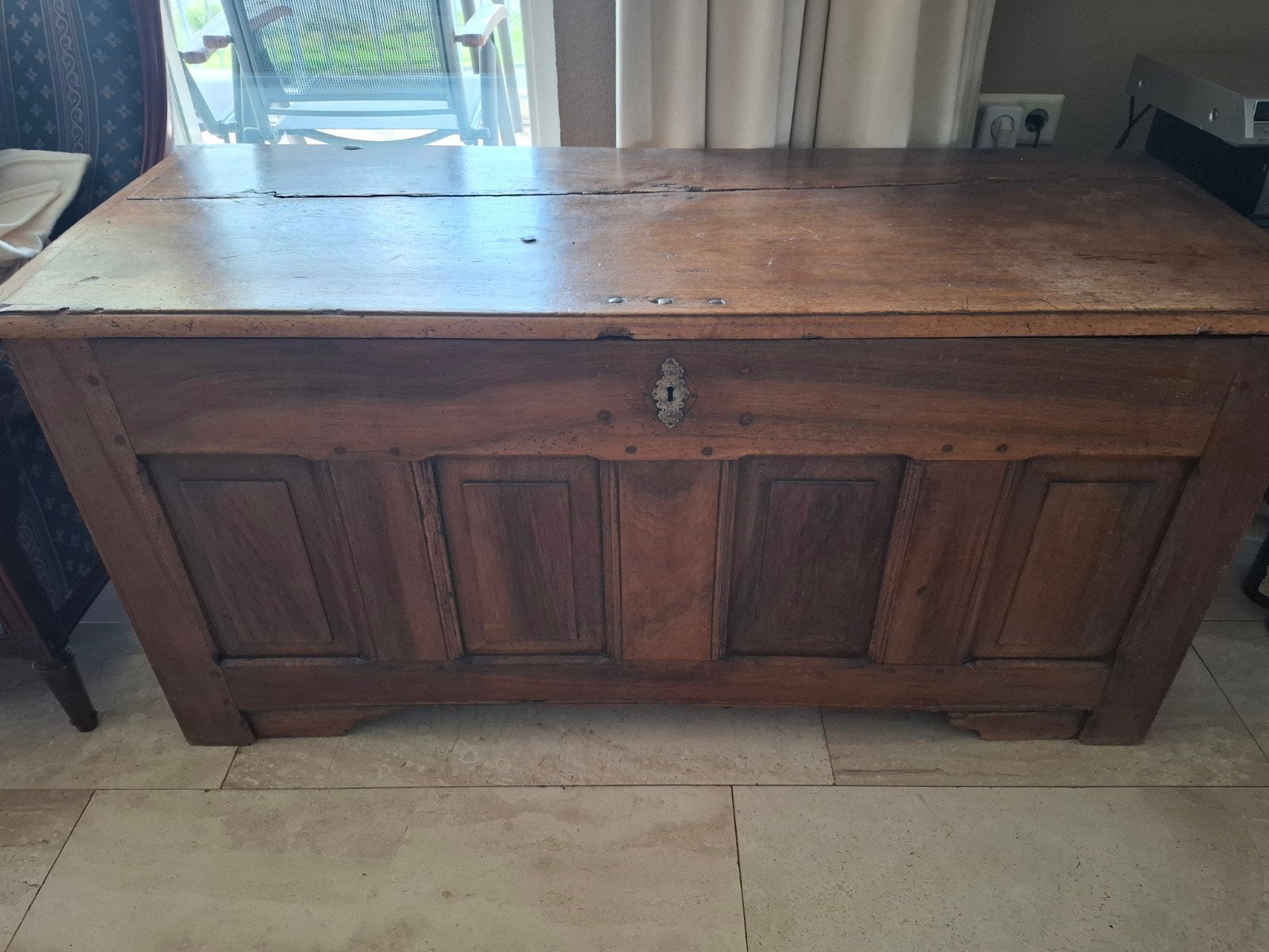 Antieke houten kist/dekenkist, Ophalen