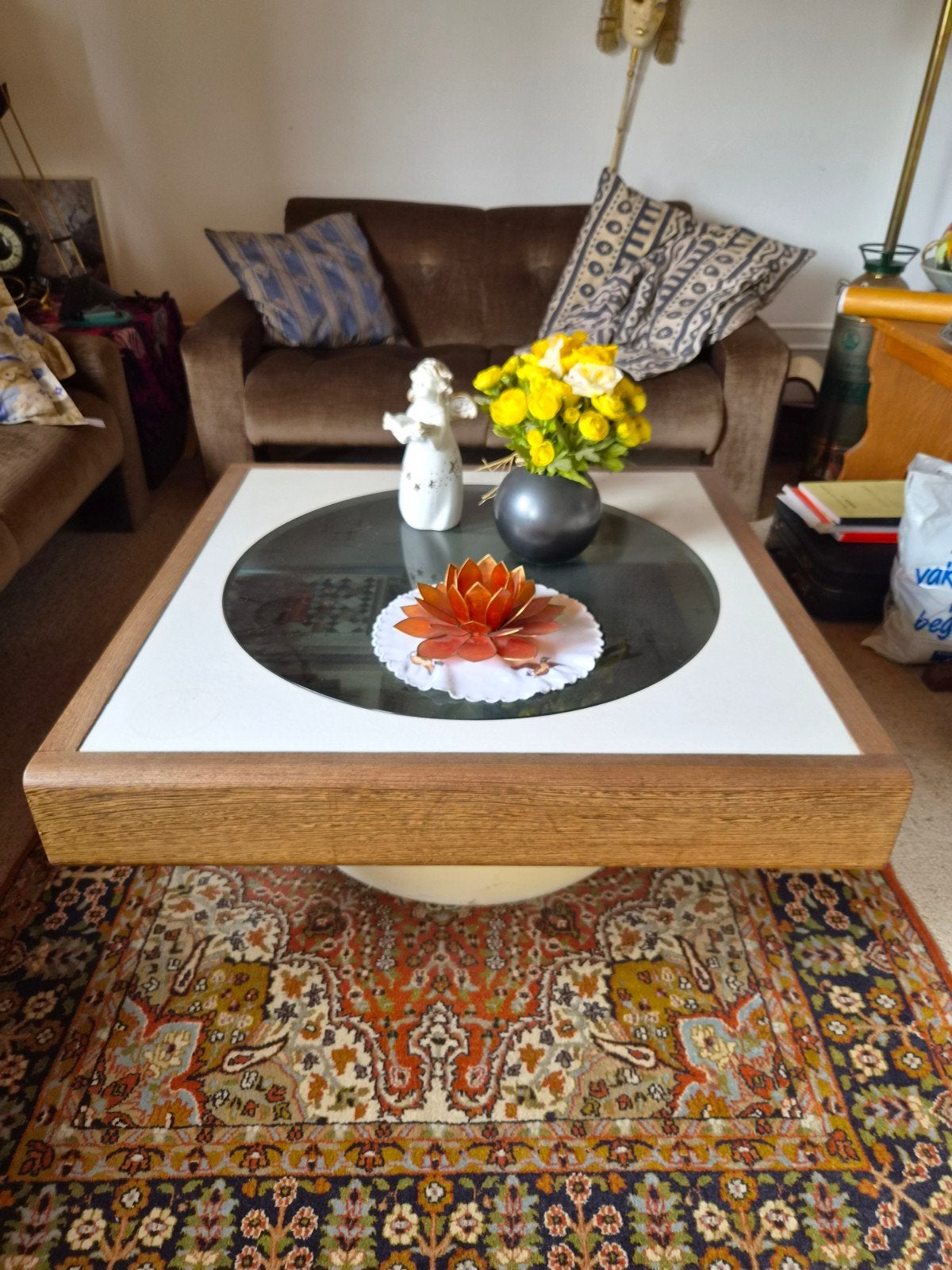 Vintage Space Age Salontafel Jaren 60/70, Ophalen, Gebruikt, 50 tot 100 cm, Vierkant