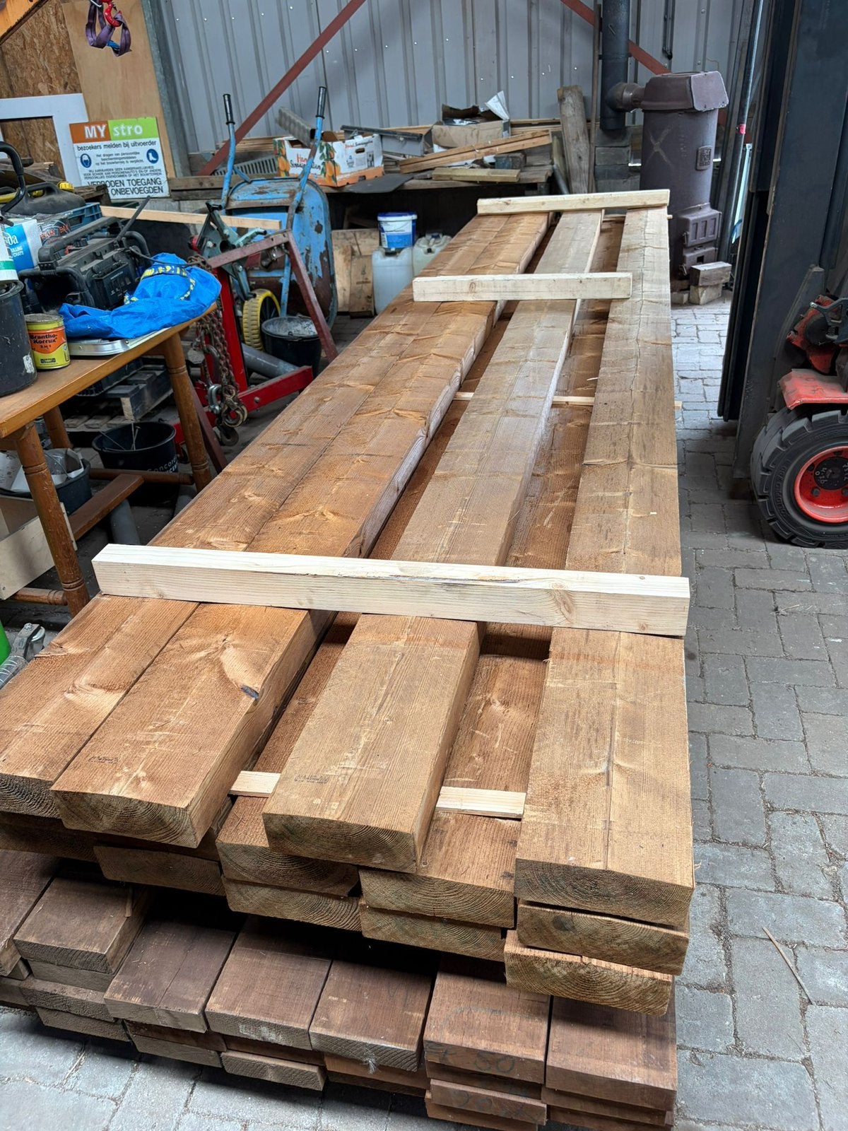 Thermo Grenen balk (ruw), Ophalen of Verzenden, Zo goed als nieuw, 250 cm of meer, Balken