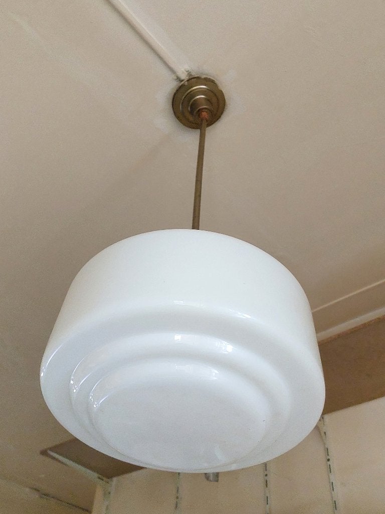 Art Deco hanglamp Gispen Giso Kap: 31 cm x 20cm lengte 82 cm, Ophalen