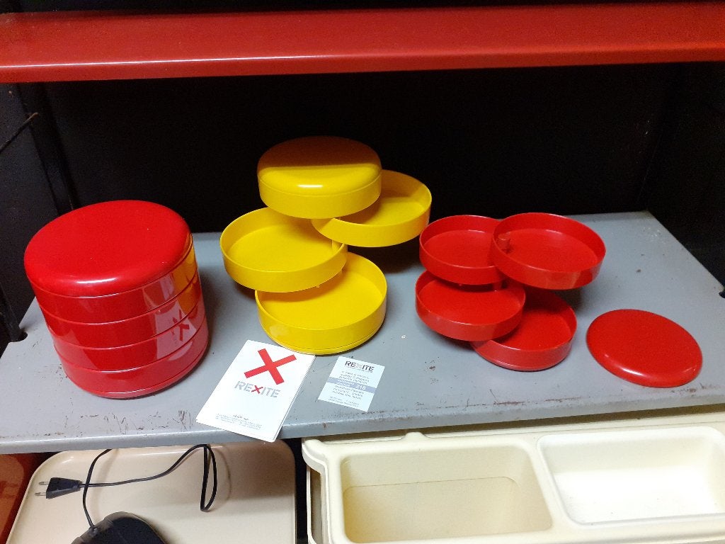 rexite roterende organizer multiplor jaren 70 design retro, Gebruikt, ?, Kunststof, Rood