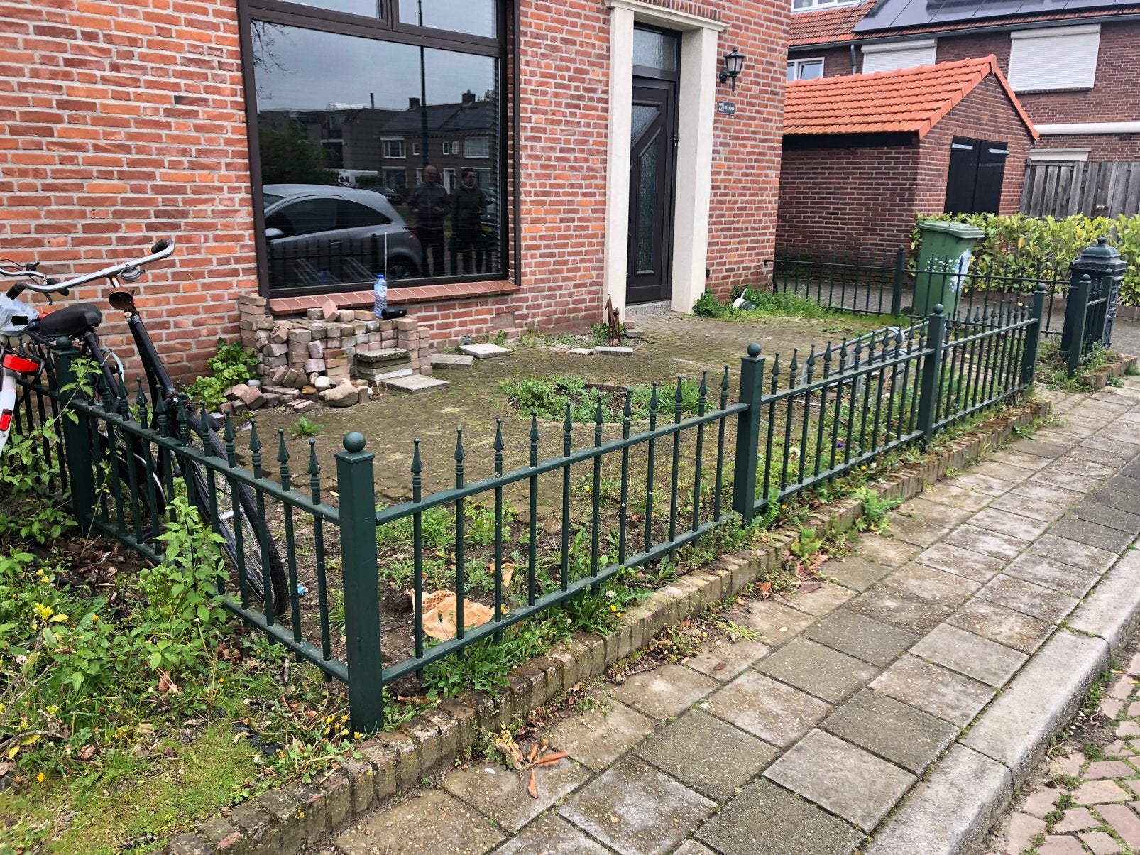 Groen degelijk hekwerk voortuin, Ophalen, Gebruikt, IJzer, Spijlenhekwerk
